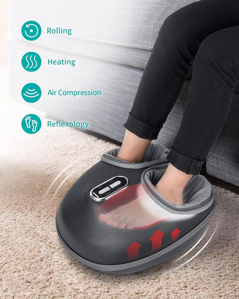 Heated Foot Massager with Deep Tissue Kneading Therapy & Air Compression, Promotes Blood Circulation, Foot Comfort, Adjustable Settings for Sensitive Feet, Tiktokshopholidayhaul Christmasgift White Elephant Gift