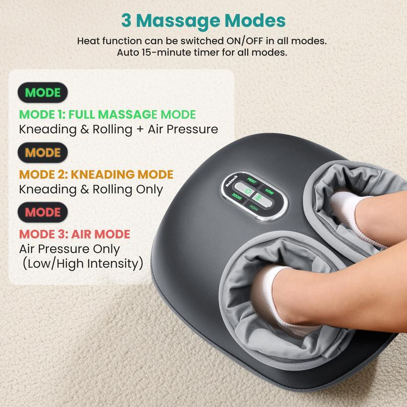 Heated Foot Massager with Deep Tissue Kneading Therapy & Air Compression, Promotes Blood Circulation, Foot Comfort, Adjustable Settings for Sensitive Feet, Tiktokshopholidayhaul Christmasgift White Elephant Gift